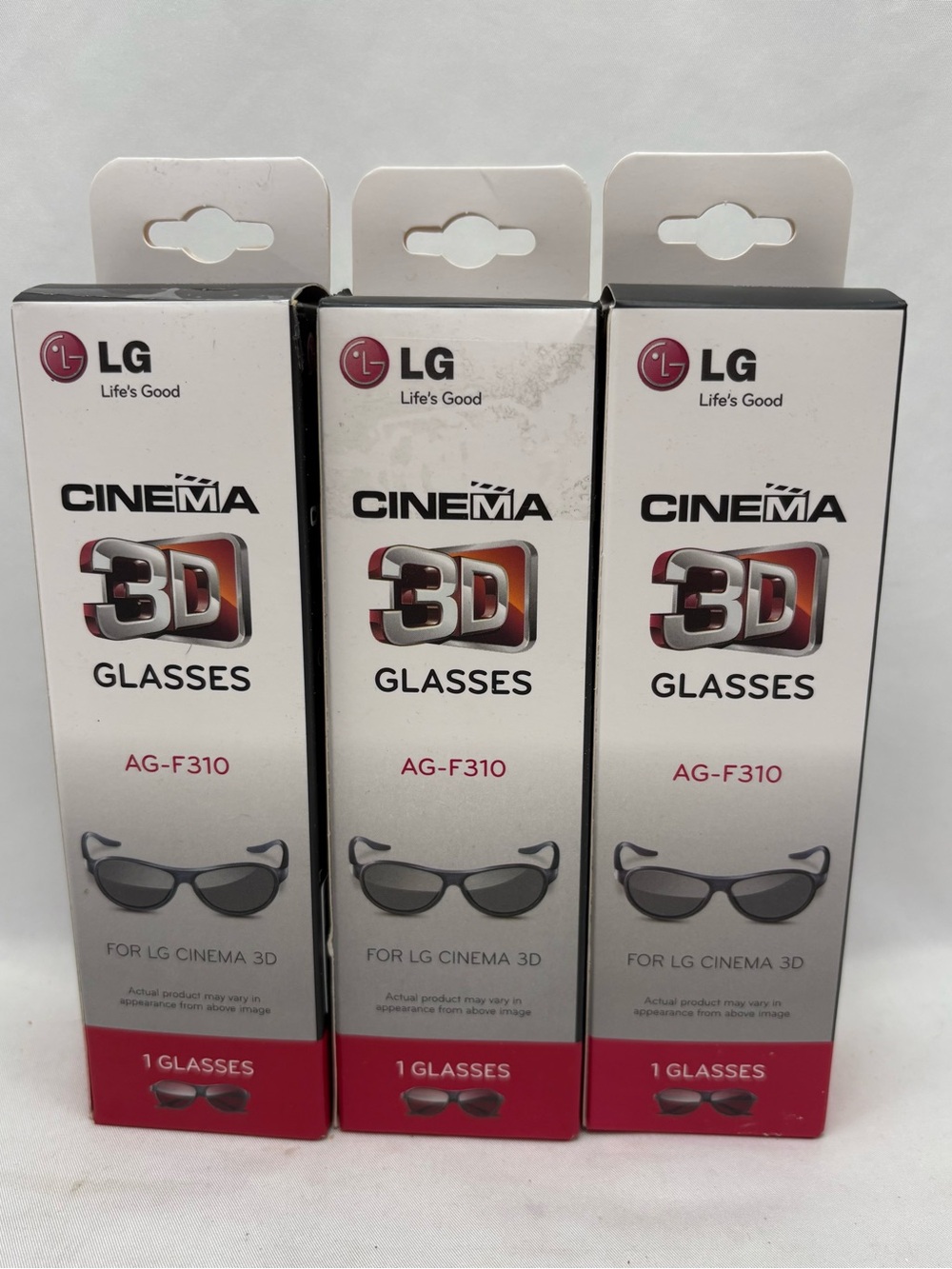 Set of 3 LG Cinema 3D Glasses AG-F310 LG 3D TV AG-F310 BUNDLE New In Box